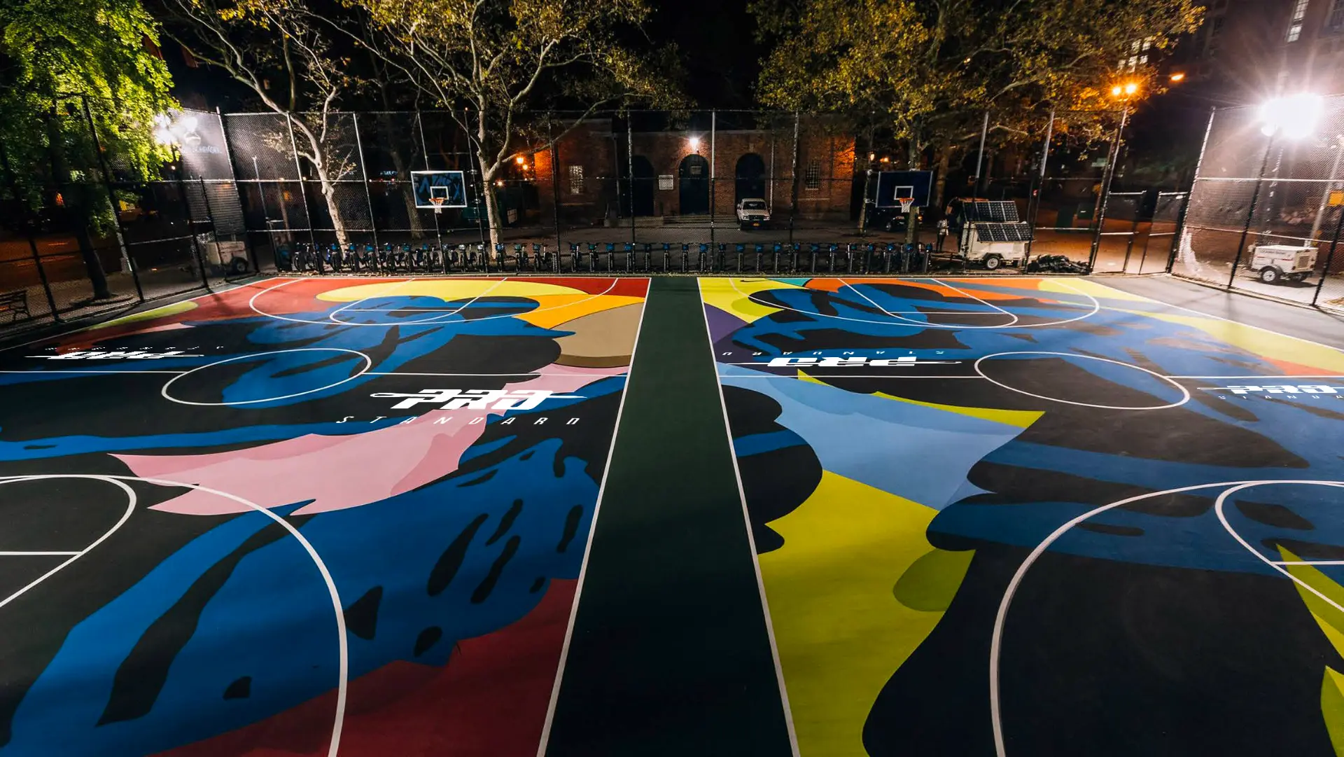 Basketball court with Pro Standard branding at Ashwood Park in Inglewood